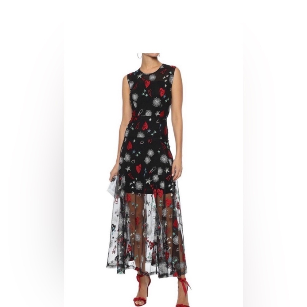 Maje Rosia Long dress with all-over embroidery size 3 like new